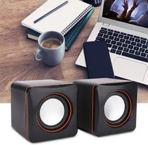 Computer Speakers Mini Cube USB Speaker Stereo 3.5mm Jack Wired Multimedia Speaker Computer Speaker For PC Monitor Desktop Laptop PC Computer Gaming Smartphones Tablets Projectors TVs(Dual Track)
