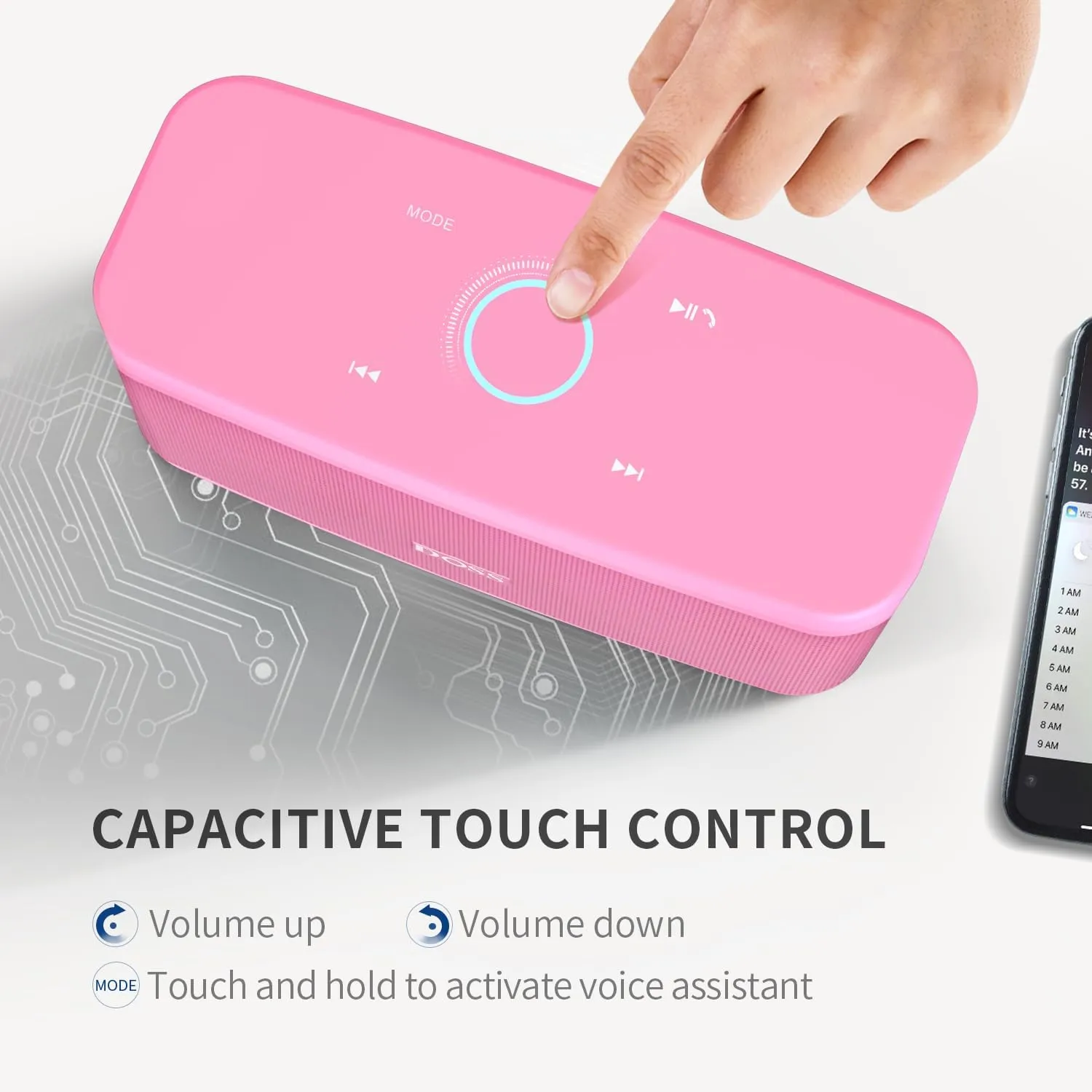 DOSS SoundBox Plus Bluetooth Speaker with Superior Sound, Bluetooth 5.0, Wireless Stereo Pairing, Built-in Mic, 20H Playtime, Portable for Hking, Beach, Camping. Outdoor, Home - Pink
