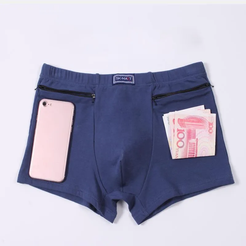 Double Zipper Pockets Breathable Boxers