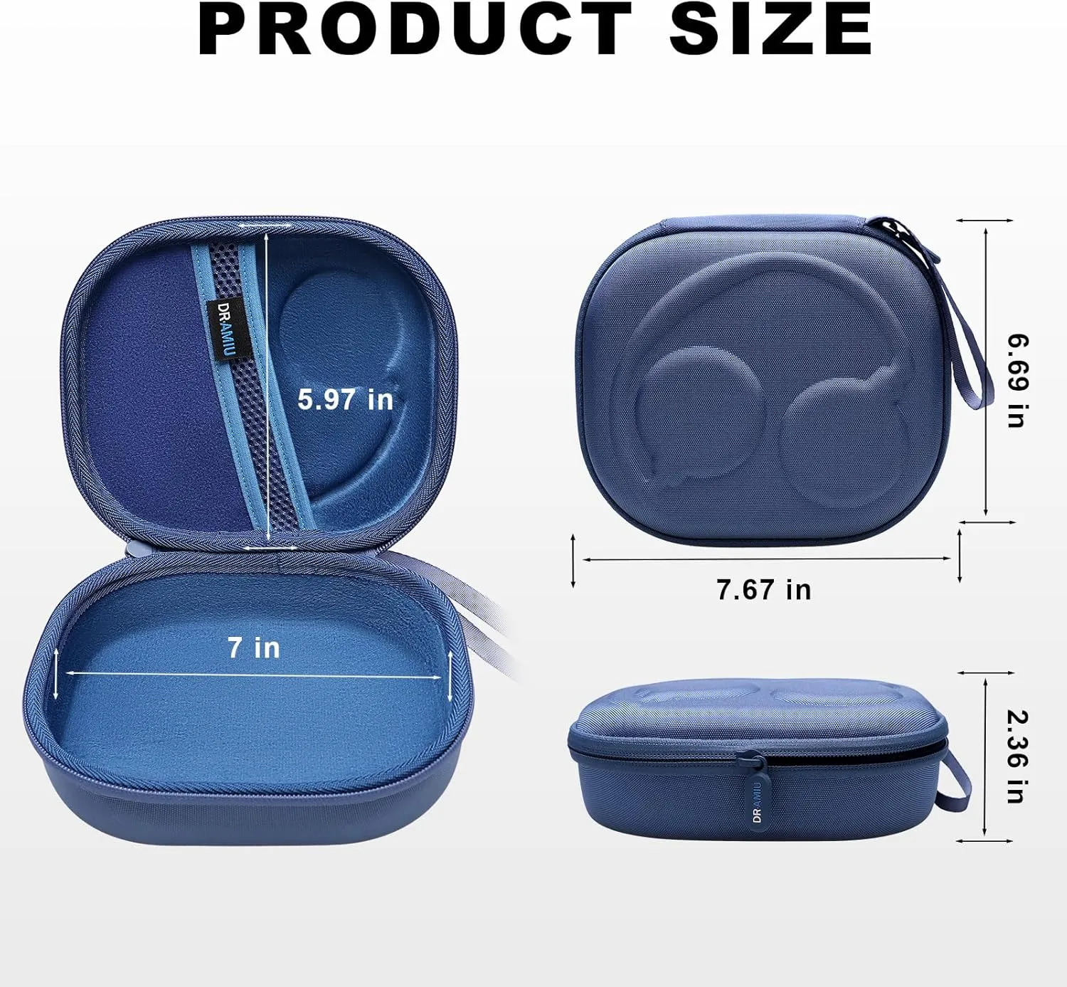 DRAMIU Hard Case Compatible with Skullcandy Crusher Evo, Hesh Evo, ANC 2, Hesh ANC, Riff 2, Riff Over-Ear Headphones, Blue Travel Carrying Bag