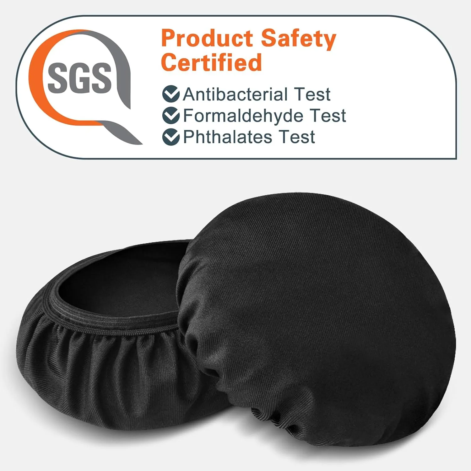 Geekria 2 Pairs Flex Fabric Headphone Covers (Product Safety Certified), Washable & Stretchable Sanitary Ear Protectors for Over-Ear Headsets, Sweat-Resistant (Size M/Black)