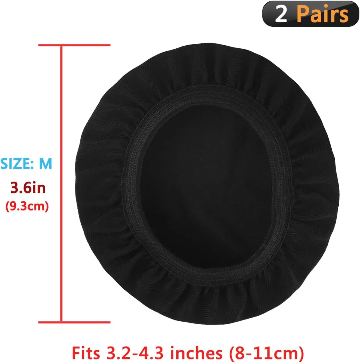 Geekria 2 Pairs Flex Fabric Headphone Covers (Product Safety Certified), Washable & Stretchable Sanitary Ear Protectors for Over-Ear Headsets, Sweat-Resistant (Size M/Black)