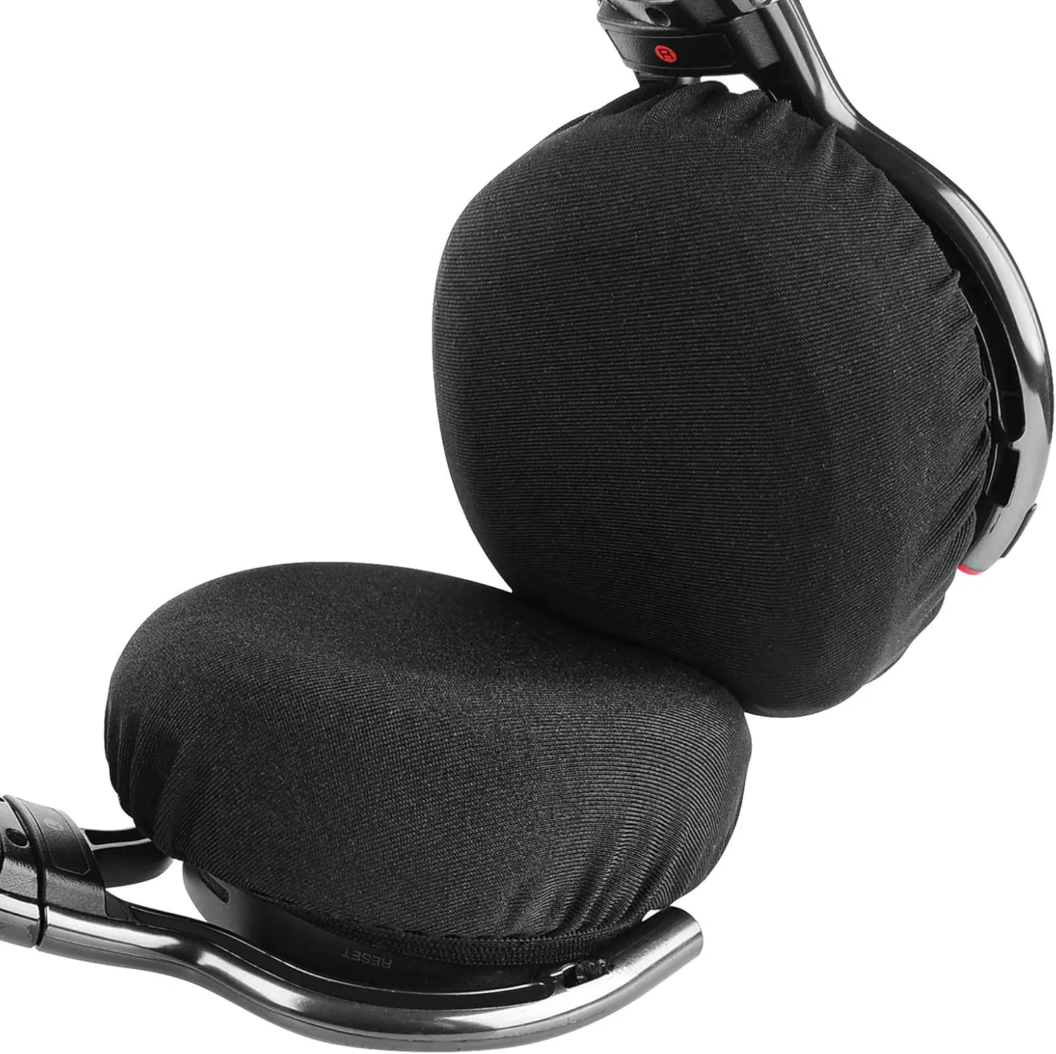 Geekria 2 Pairs Flex Fabric Headphone Covers (Product Safety Certified), Washable & Stretchable Sanitary Ear Protectors for Over-Ear Headsets, Sweat-Resistant (Size M/Black)