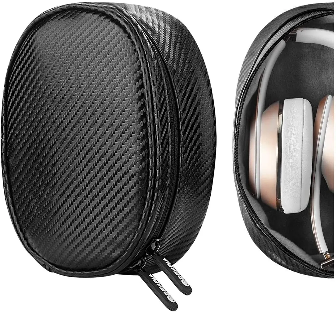 Geekria Headphone Pouch Compatible with Beats Solo 4, Solo 3, Solo 2, Studio Pro, Studio, Studio 3, Solo HD Case, Replacement Protective Travel Carrying Bag with Cable Storage (Black)