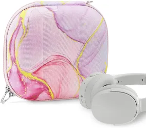 Geekria NOVA Headphones Case Compatible with Skullcandy Crusher ANC 2, Crusher ANC, Supra Hesh 3, Hesh Evo Case, Replacement Hard Shell Travel Carrying Bag with Cable Storage (Pink Marble)