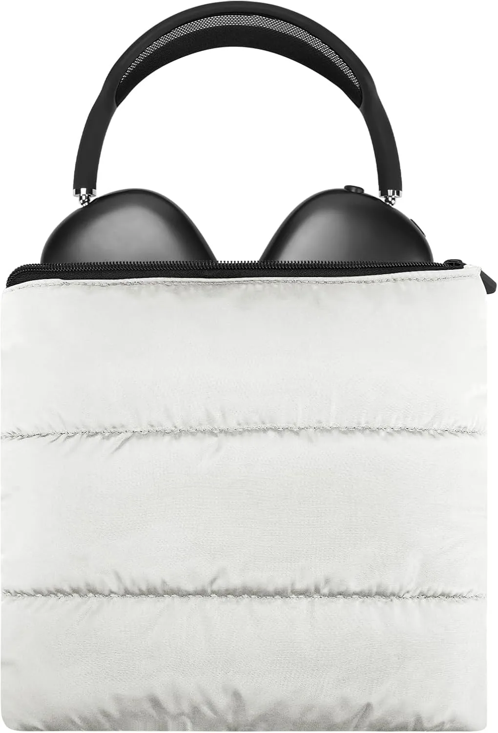 Geekria NOVA Headphones Puffy Pouch, Compatible with AirPods Max Headphone and More, Headset Carrying Bag, Soft Travel Pouch Case for Over-Ear Headphones (White)