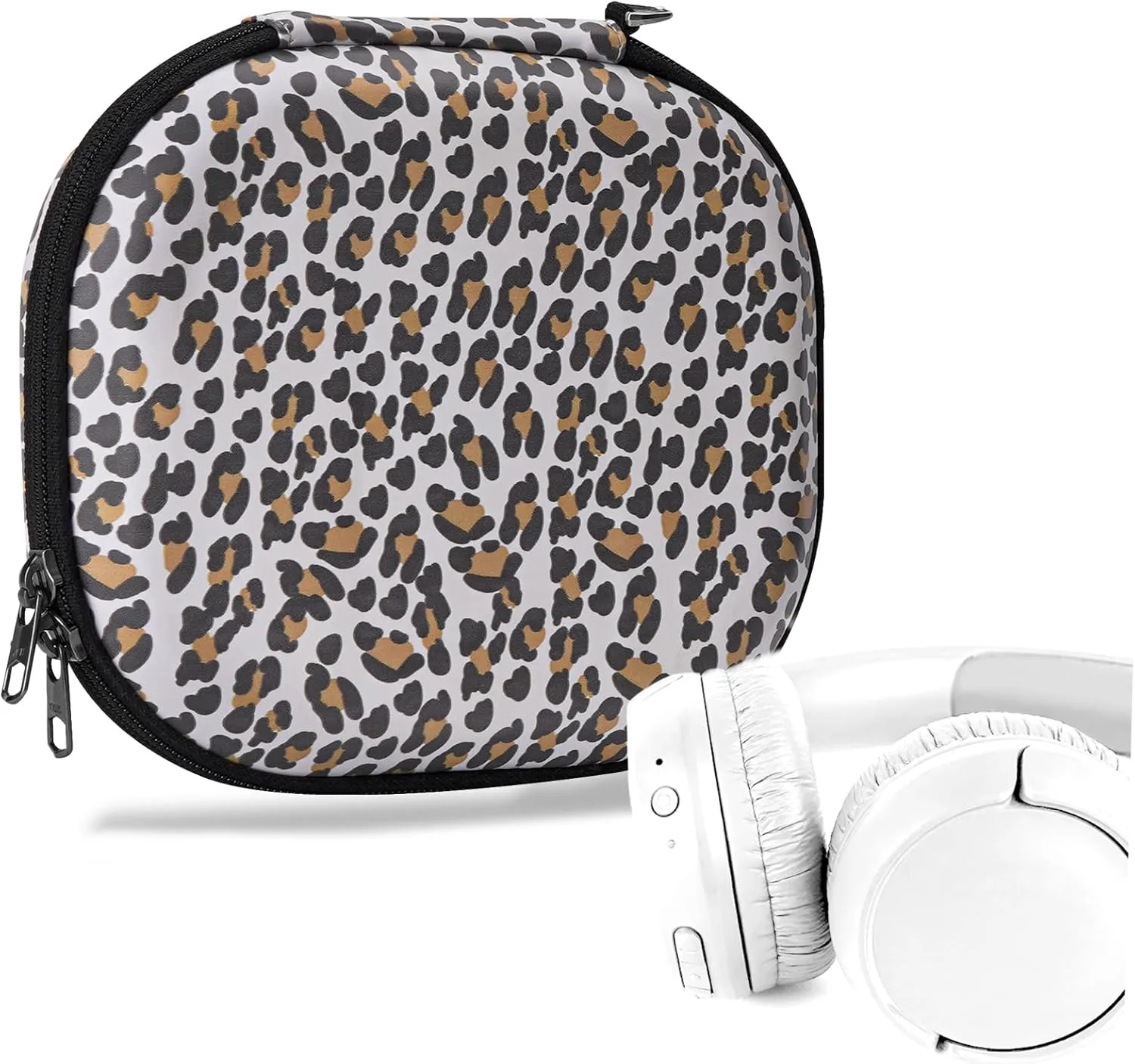 Geekria NOVA On-Ear Headphones Case Compatible with JBL Tune 510BT/660NC/560BT/500BT, Jr 310BT, Replacement Hard Shell Travel Carrying Bag with Cable Storage (Leopard Print)