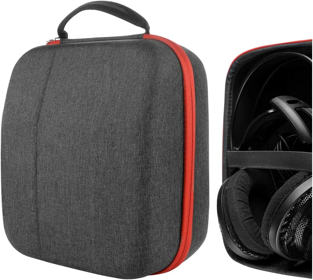 Geekria Shield Headphones Case Compatible with Audio-Technica ATH-R30x, ATH-AD700X, ATH-AD500X, ATH-AD900X, Replacement Hard Shell Travel Carrying Bag with Cable Storage (Dark Grey)