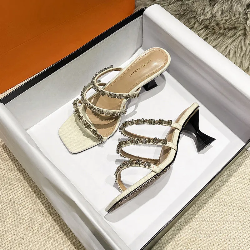 Gemstones Bling Triangle Heels