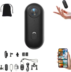 Go Snap Camera, Gosnap Necklace Camera, Nexshot Cam Body Thumb Action Mini 1080P, 360Pocket Portable Magnet Hands-Free Wearable, for Work, Travel, Pet Walking (4K-Black)