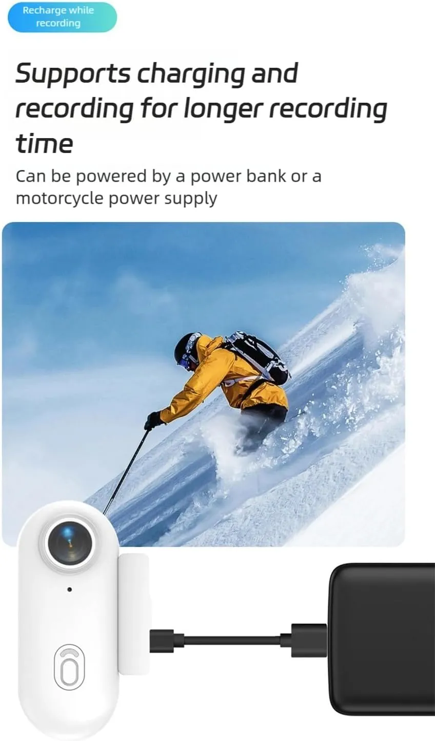 Go Vision - Go Vision Camera, 4K UHD Sports Action Camera, Thumb Size Mount Anywhere, Mini Body Cam with Magnetic Clip, Waterproof Case and Bracket, for Cycling, Diving, Travel, Fishing (White, 128G)