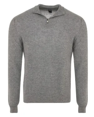 Grey Cashmere Quarter Zip Sweater