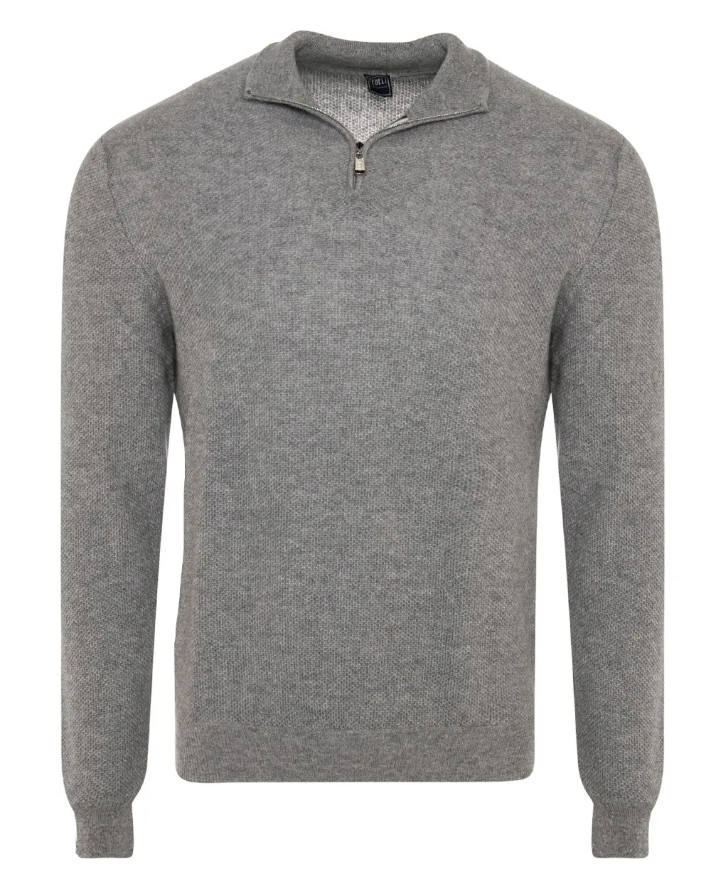 Grey Cashmere Quarter Zip Sweater