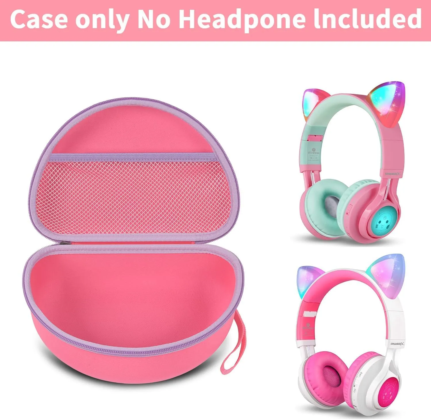 Headphone Case for Riwbox CT-7 Pink/for Jack CT-7S Cat Green 3.5mm/ for iClever IC-HS01/for Picun/for FosPower Bluetooth Wireless Over-Ear Headphones Headset Box Only,Rose Red