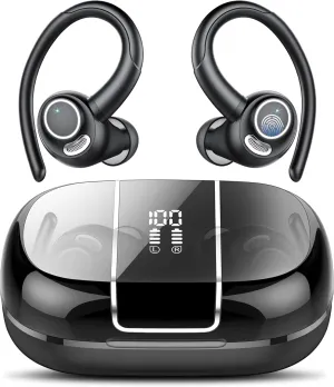 Headphones Wireless Earbuds Sport, Bluetooth 5.3 Over Ear Buds Stereo Deep Bass Headset with Earhooks, 48H Wireless Earphones with HD Mic, IP7 Waterproof Earbud for Sports/Running/Workout