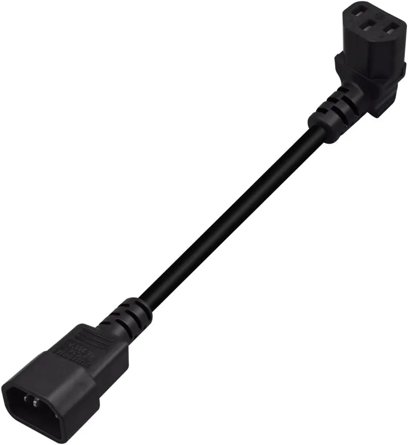IEC 320 90 Degree C13 3-Pin Female to C14 3-Pin Male PDU UPS Power Supply Extension Cord,IEC C14 to C13 Power Cable PDU UPS Plug/Socket UP 90 Degree Wall-Mounted LCD TV(0.33ft/10cm)