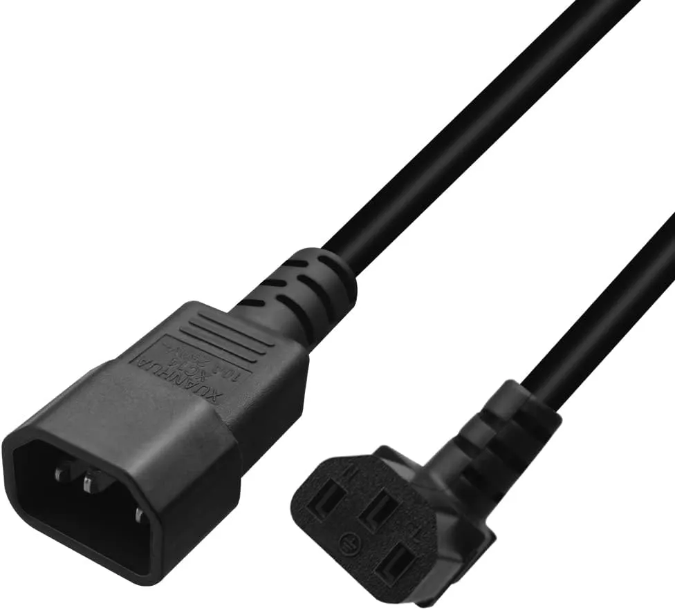 IEC 320 90 Degree C13 3-Pin Female to C14 3-Pin Male PDU UPS Power Supply Extension Cord,IEC C14 to C13 Power Cable PDU UPS Plug/Socket UP 90 Degree Wall-Mounted LCD TV(0.33ft/10cm)