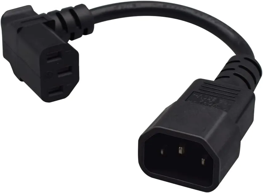IEC 320 90 Degree C13 3-Pin Female to C14 3-Pin Male PDU UPS Power Supply Extension Cord,IEC C14 to C13 Power Cable PDU UPS Plug/Socket UP 90 Degree Wall-Mounted LCD TV(0.33ft/10cm)
