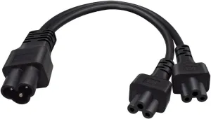 IEC320 C6 to 2 X C5 Y Splitter Adapter Cord,C6 to Dual C5 Power Cord.IEC 320 C6 to 2XC5 Adapter Converter AC Power Supply Cord,C5 to C6 to C5. 1FT/0.3M