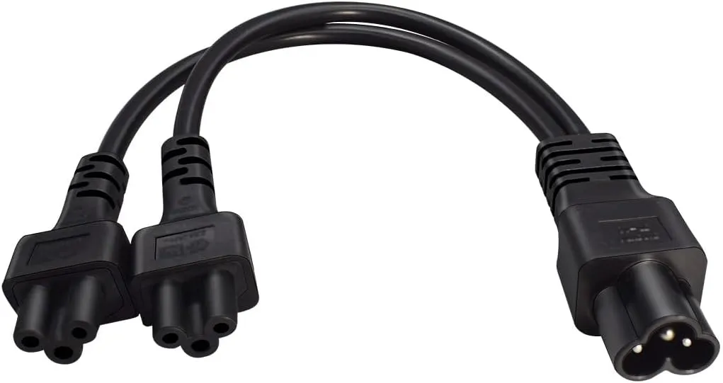 IEC320 C6 to 2 X C5 Y Splitter Adapter Cord,C6 to Dual C5 Power Cord.IEC 320 C6 to 2XC5 Adapter Converter AC Power Supply Cord,C5 to C6 to C5. 1FT/0.3M