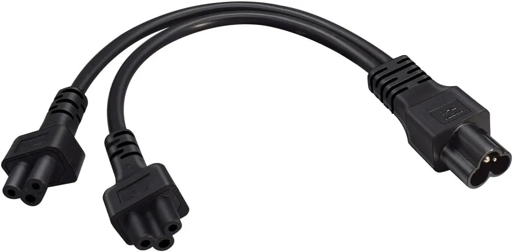IEC320 C6 to 2 X C5 Y Splitter Adapter Cord,C6 to Dual C5 Power Cord.IEC 320 C6 to 2XC5 Adapter Converter AC Power Supply Cord,C5 to C6 to C5. 1FT/0.3M