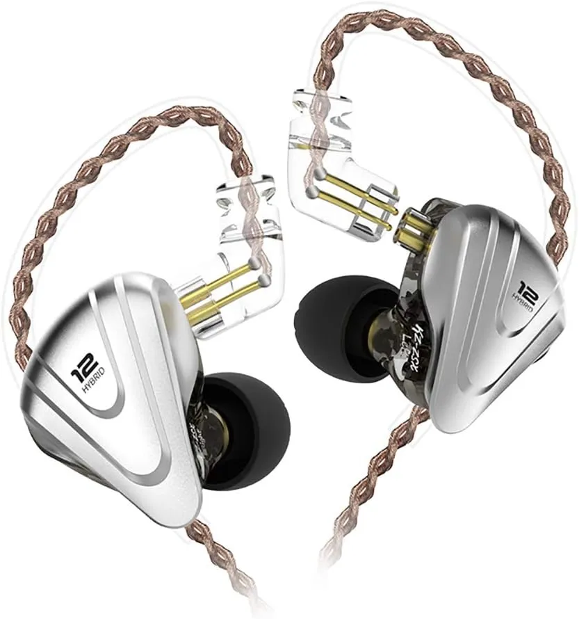 in-Ear Monitors,KZ ZSX 1DD 5BA Hybrid HiFi Stereo Noise Isolating Sport IEM Earphones/Earbuds/Headphones with Detachable Cable, Computer (Without MIC, Black)