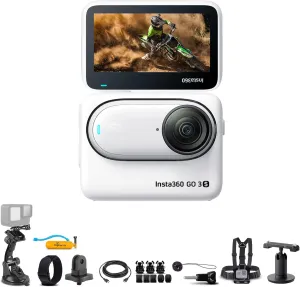 Insta360 GO 3S (White) 128GB Tiny Mighty 4K Action Vlogging Camera, Portable, Mount Anywhere, Waterproof, Stabilization, Hands-Free POV,   Action Pod and Wearable Accessories   50-in-1 Accessory Kit