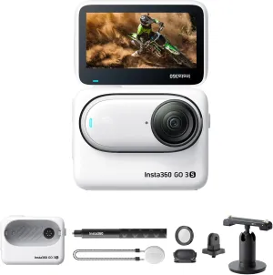 Insta360 GO 3S (White) 64GB Tiny Mighty 4K Action Vlogging Camera, Portable, Mount Anywhere, Waterproof, Stabilization, Hands-Free POV,   Action Pod and Wearable Accessories   Invisible Selfie Stick