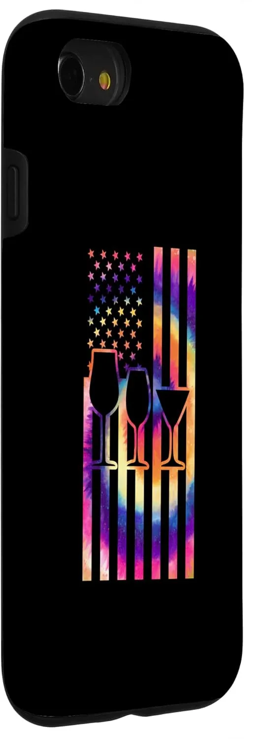 iPhone SE (2020) / 7 / 8 3 of Wine Glasses Tie dye American Flag wine glass Case