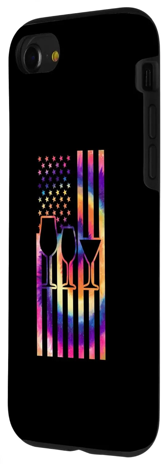iPhone SE (2020) / 7 / 8 3 of Wine Glasses Tie dye American Flag wine glass Case
