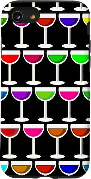 iPhone SE (2020) / 7 / 8 black cocktails wine glasses rainbow Case