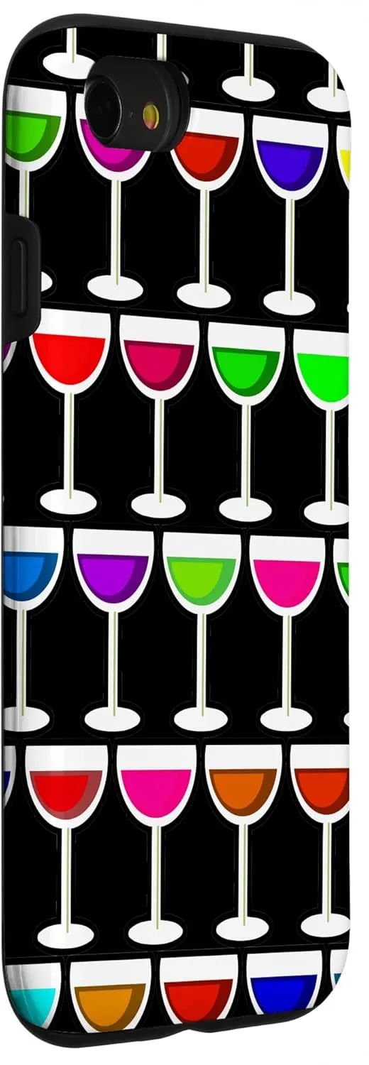 iPhone SE (2020) / 7 / 8 black cocktails wine glasses rainbow Case