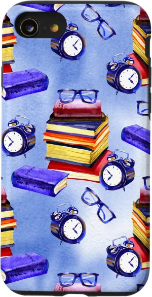 iPhone SE (2020) / 7 / 8 Books Glasses Clocks Home Office Digital Background Case