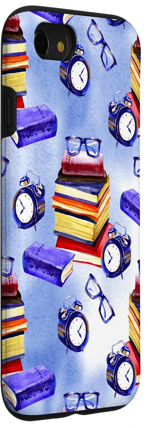 iPhone SE (2020) / 7 / 8 Books Glasses Clocks Home Office Digital Background Case