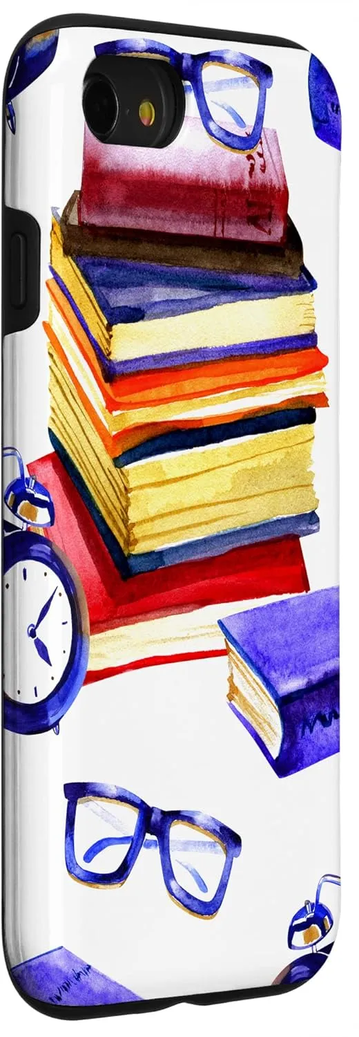 iPhone SE (2020) / 7 / 8 Books Glasses Clocks Home Office Digital Background Case