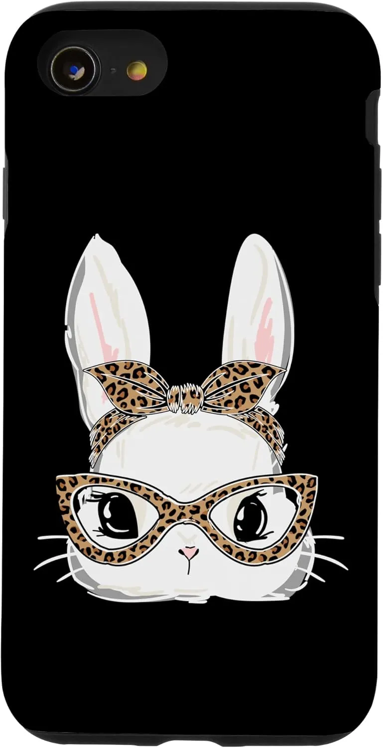 iPhone SE (2020) / 7 / 8 Bunny Face Leopard Glasses Headband Happy Easter Day Women Case