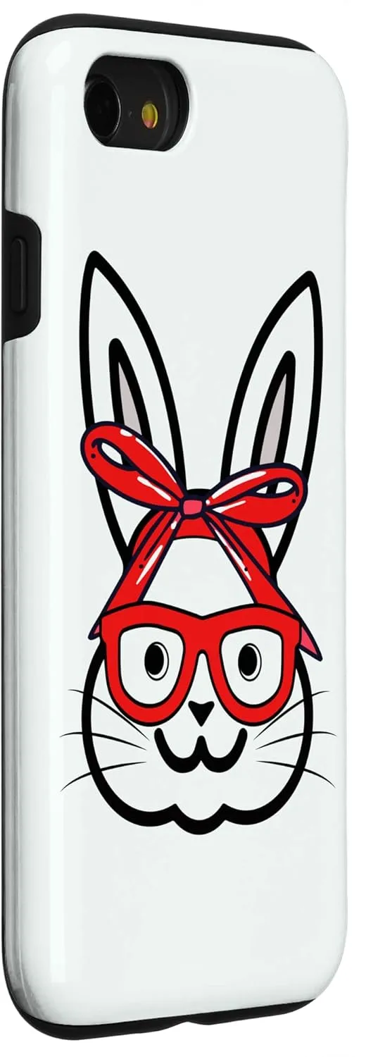 iPhone SE (2020) / 7 / 8 Bunny with Bow Tie Cute Rabbit Face with Red Glasses Easter Case