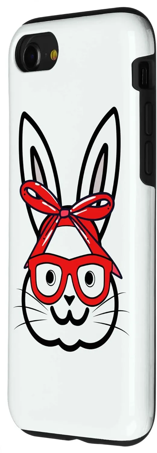 iPhone SE (2020) / 7 / 8 Bunny with Bow Tie Cute Rabbit Face with Red Glasses Easter Case
