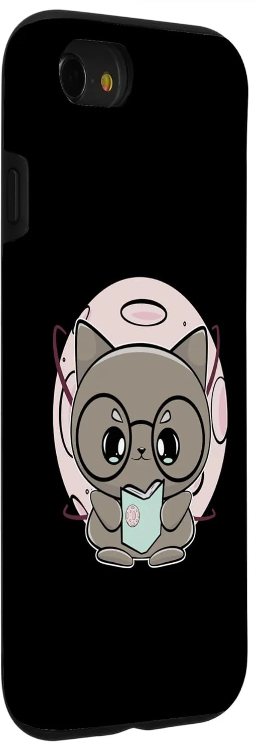 iPhone SE (2020) / 7 / 8 Cat With Glasses Anime Feline Book Case