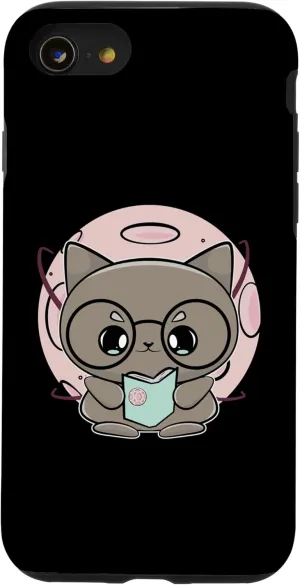 iPhone SE (2020) / 7 / 8 Cat With Glasses Anime Feline Book Case