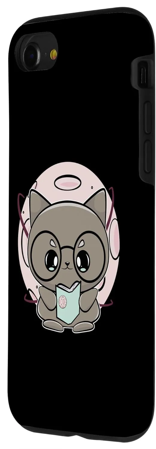 iPhone SE (2020) / 7 / 8 Cat With Glasses Anime Feline Book Case