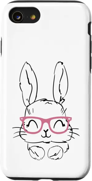 iPhone SE (2020) / 7 / 8 Cute Bunny Easter Pink Glasses Kids Teen Girls Women Case