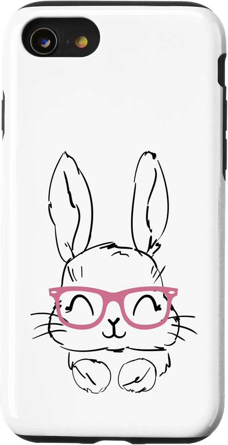iPhone SE (2020) / 7 / 8 Cute Bunny Easter Pink Glasses Kids Teen Girls Women Case