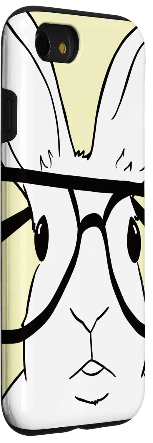 iPhone SE (2020) / 7 / 8 Cute Bunny Rabbit With Glasses White Rabbit Black Glasses Case