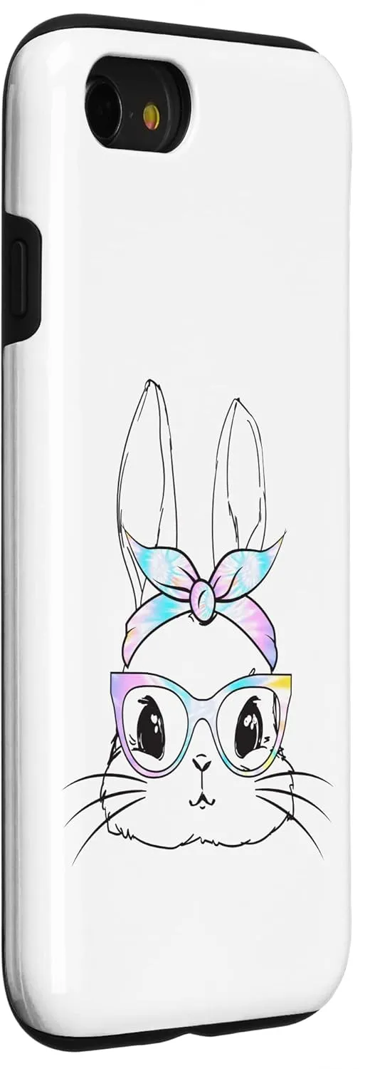 iPhone SE (2020) / 7 / 8 Cute Tie Dye Bunny Face Pink Glasses Kids Teen Girls Women Case