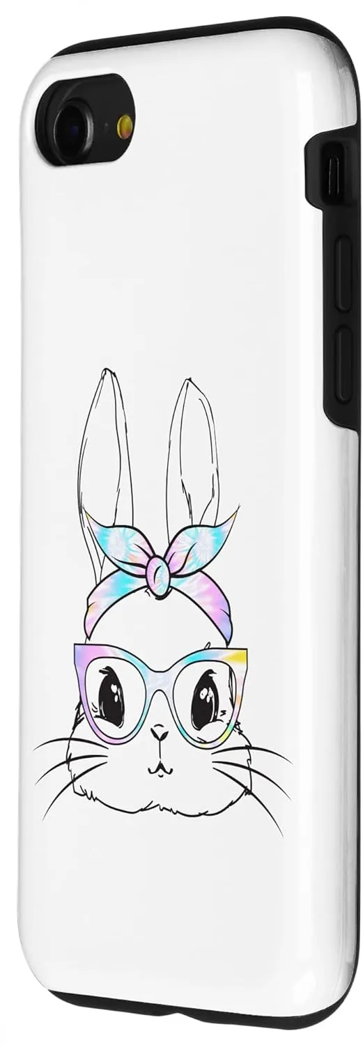 iPhone SE (2020) / 7 / 8 Cute Tie Dye Bunny Face Pink Glasses Kids Teen Girls Women Case