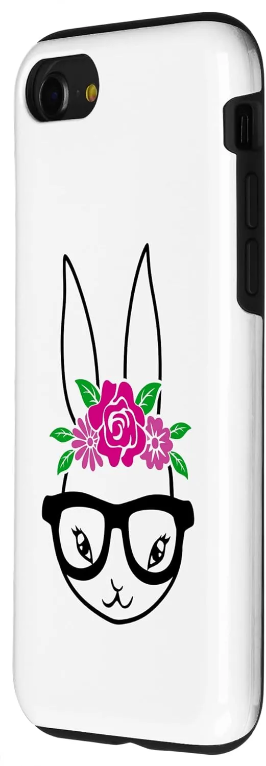iPhone SE (2020) / 7 / 8 Floral Crown Easter Bunny Glasses Women Girls Spring Flowers Case