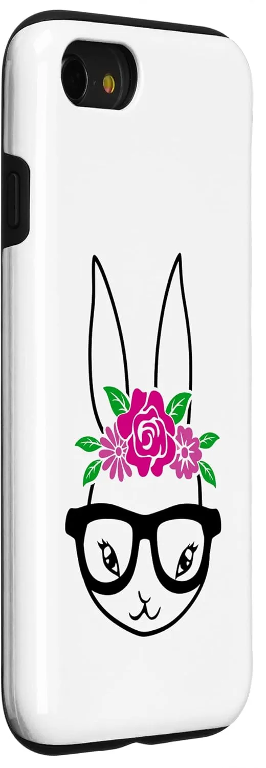iPhone SE (2020) / 7 / 8 Floral Crown Easter Bunny Glasses Women Girls Spring Flowers Case