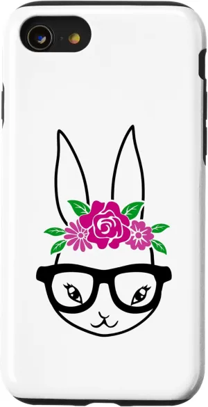 iPhone SE (2020) / 7 / 8 Floral Crown Easter Bunny Glasses Women Girls Spring Flowers Case