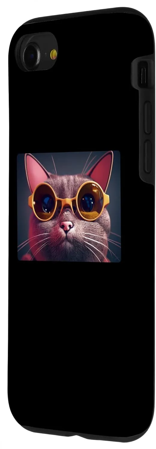 iPhone SE (2020) / 7 / 8 Funny Cat Face With Funky Glasses Retro Nerd Cat Case